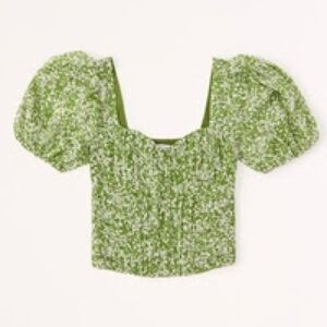 Abercrombie Ruched Puff Sleeve Sweetheart Top